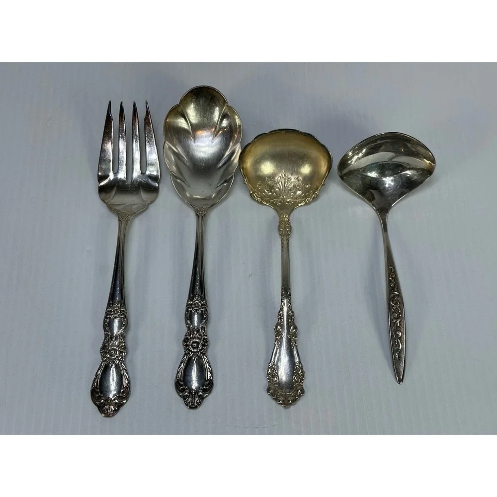 4 Vintage Lot 1847 Rogers Brothers HERITAGE Silver Plate Serving Spoon 9